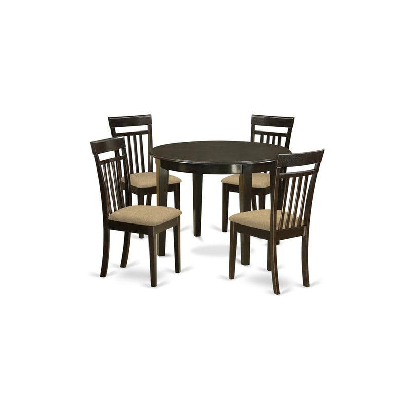 BOCA5-CAP-C 5 Pc small Kitchen Table and Chairs set-round Kitchen Table and 4 Dining Chairs