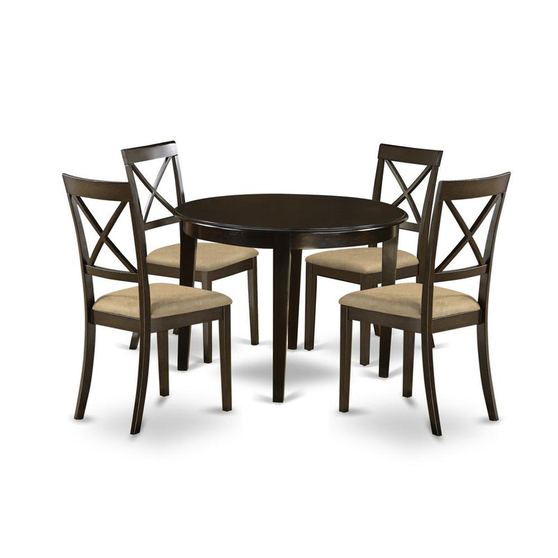 BOST5-CAP-C 5 PC small Kitchen Table set-round Table and 4 Dining Chairs