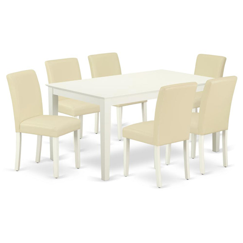 Dining Room Set Linen White, CAAB7-LWH-64