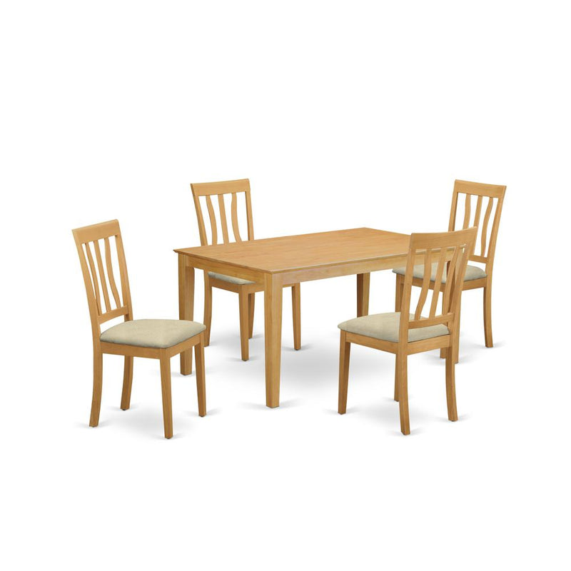 CAAN5-OAK-C 5 Pc Dinette Table set - Kitchen dinette Table and 4 Dining Chairs