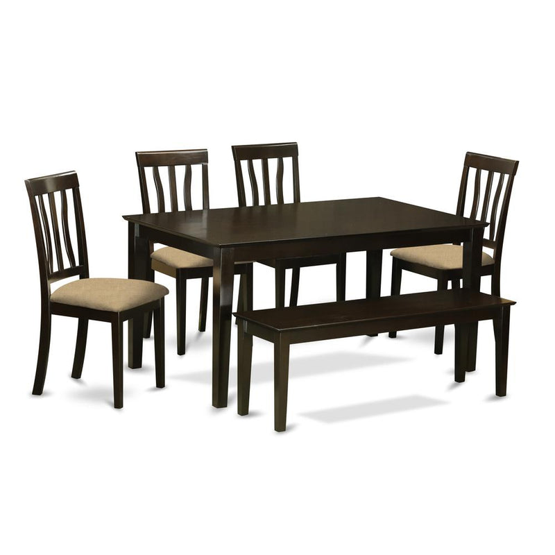 CAAN6-CAP-C 6 Pc Dining Table with bench set- Kitchen Table with 4 Chairs plus bench