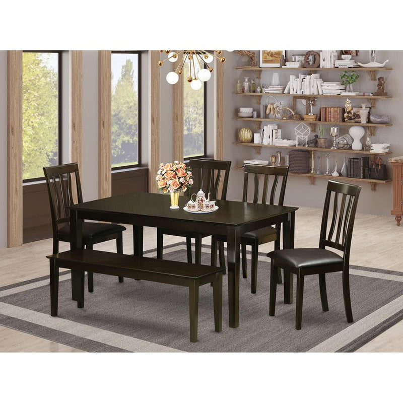 6  Pc  Dining  Table  with  bench  set-  Dining  Table  with4  Dining  Chairs  and  bench