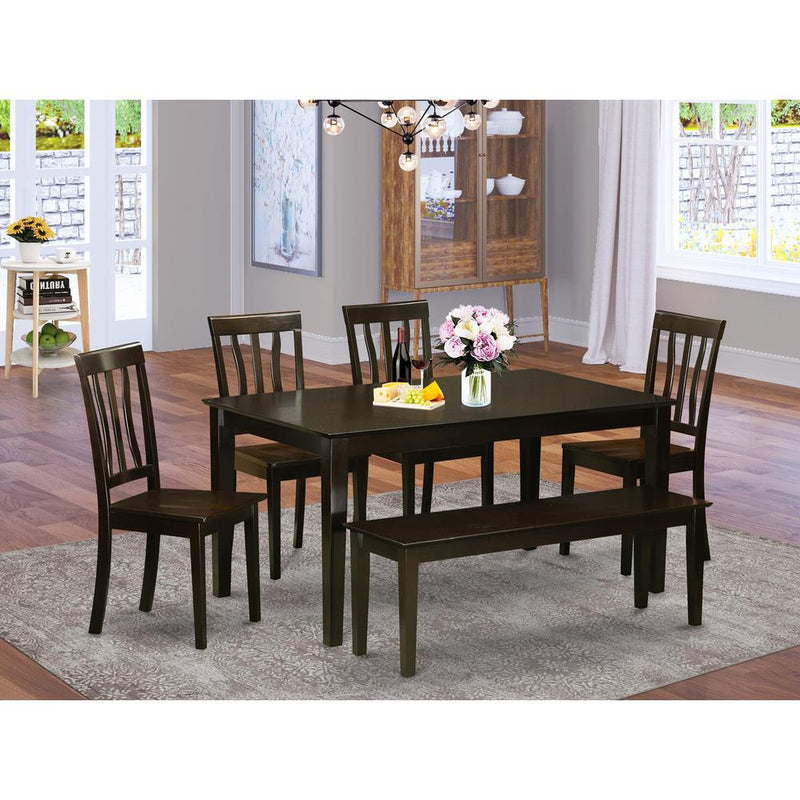 6  PC  Dining  Table  with  bench  set-Dining  Table  and  4  Kitchen  Chairs  and  Bench