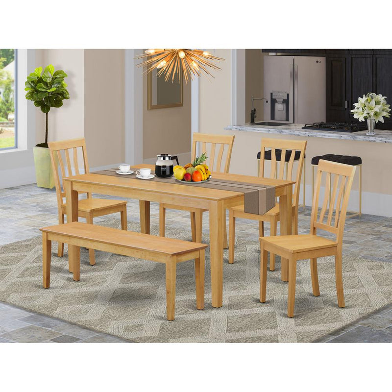 6  PC  Table  and  chair  set  -  Kitchen  dinette  Table  and  4  Dining  Chairs  with  bench