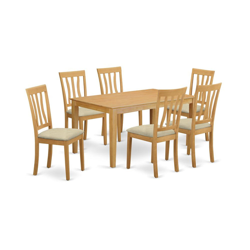 CAAN7-OAK-C 7 PC Dining room set - Small Kitchen Table and 6 Kitchen Dining Chairs