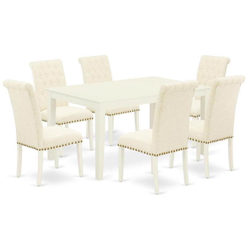 Dining Room Set Linen White, CABR7-LWH-02