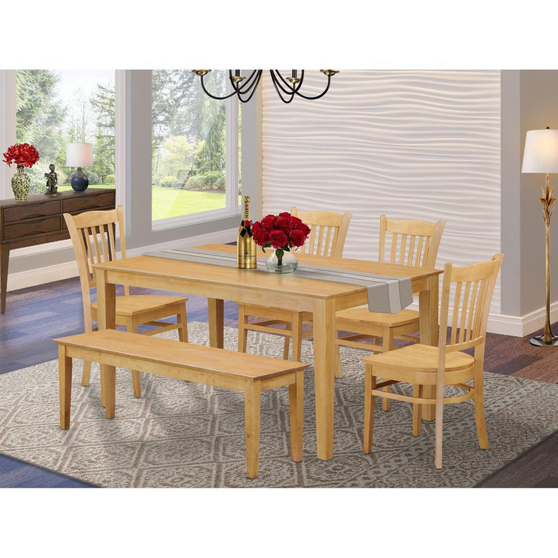 6-Pc  Kitchen  Table  with  bench  set  -  Dining  Table  and  4  Kitchen  Chairs  and  Bench