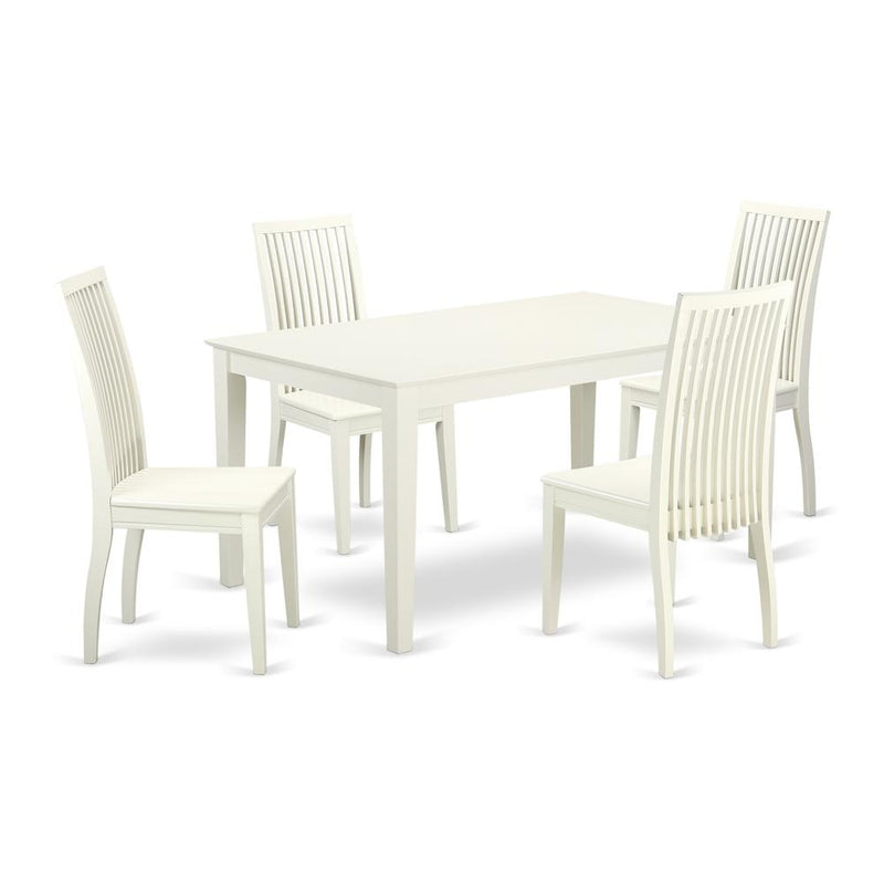 Dining Room Set Linen White, CAIP5-LWH-W