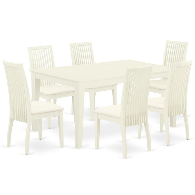 Dining Room Set Linen White, CAIP7-LWH-C