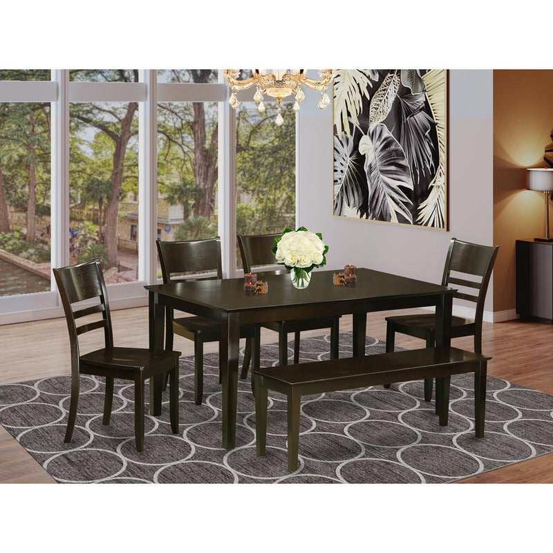 6-Pc  Dining  room  set  with  bench  -  Dining  Table  and  4  ding  room  Chairs  and  Bench