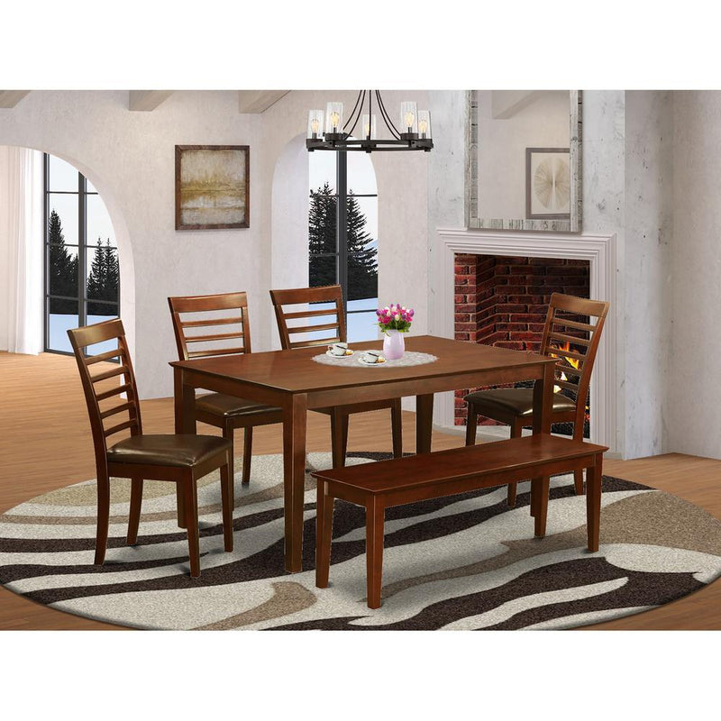 6  PC  Dining  Table  with  bench  set-Table  and  4  Dining  Chairs  and  Bench