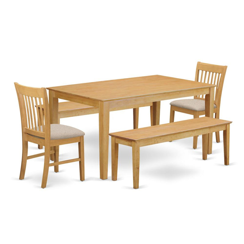 CANO5C-OAK-C 5 Pc Dining room set - Small Kitchen Table and 2 Dining Chairs with 2 benches