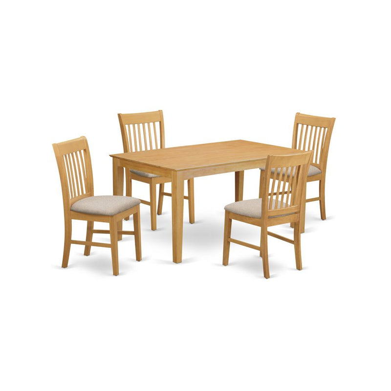 CANO5-OAK-C 5 PC Table set - Dining Table and 4 Dining Chairs