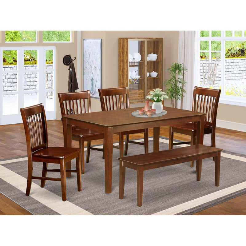 6  PC  Dining  set  with  bench-Dinette  Table  and  4  Kitchen  Dining  Chairs  and  Bench