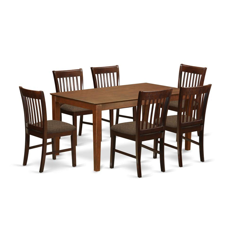 CANO7-MAH-C 7 PC Dining room set-Dining Table and 6 Dining Chairs