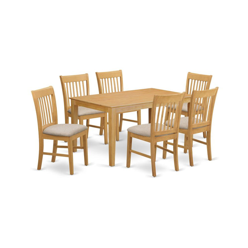 CANO7-OAK-C 7 PC Small Kitchen Table set - Dining Table and 6 Dining Chairs