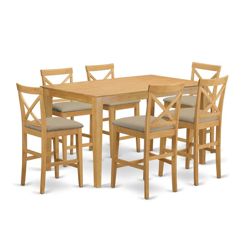 CAPB7H-OAK-C 7 Pc counter height Dining room set-pub Table and 6 bar stools with backs