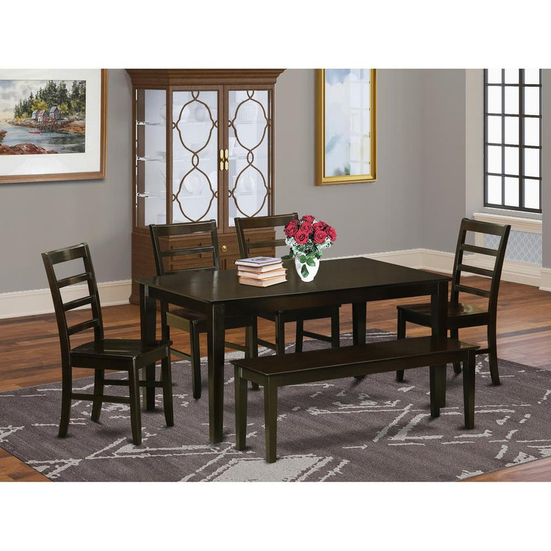 6  Pc  Dining  set  with  bench  set-Dining  Table  and  4  Dining  Chairs  and  Bench