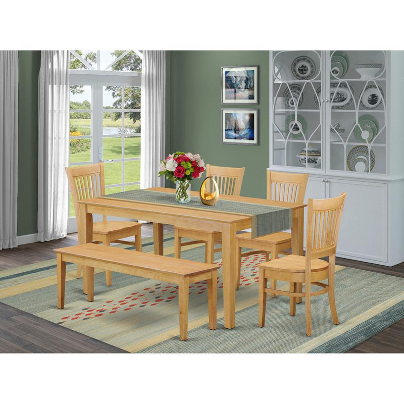 6-Pc  Table  set  -  Dining  Table  and  4  dinette  Chairs  combined  with  Wooden  bench