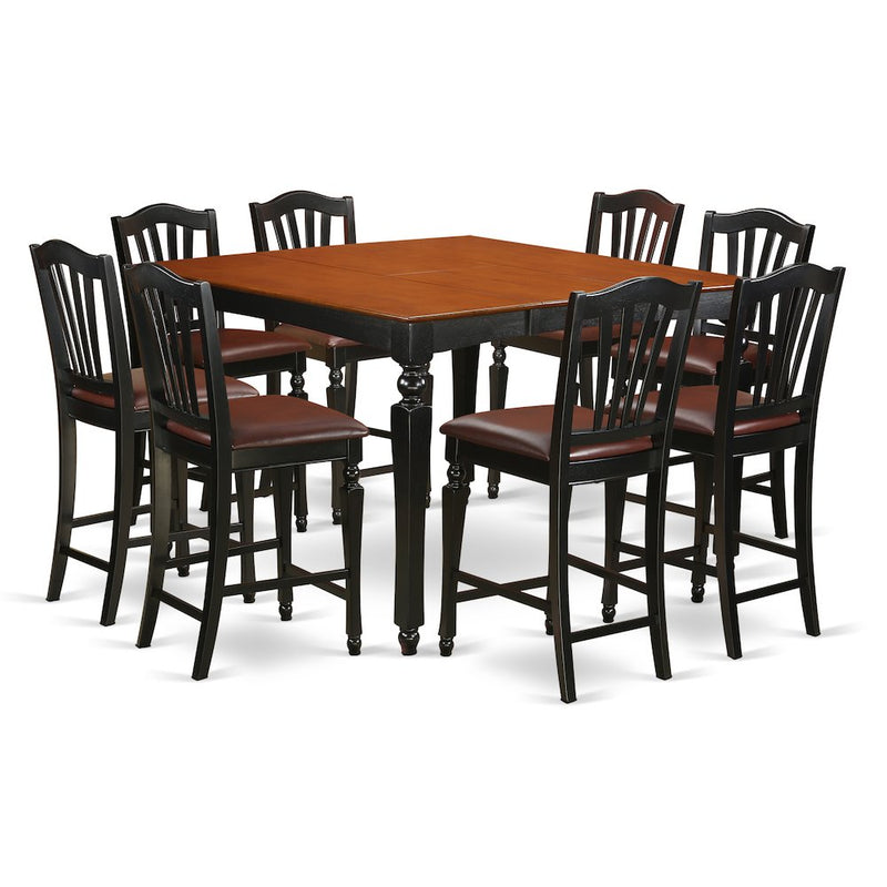 9  PC  counter  height  set-  Square  Counter  height  Table  and  8  Stools