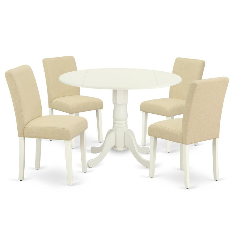 Dining Room Set Linen White, DLAB5-LWH-02