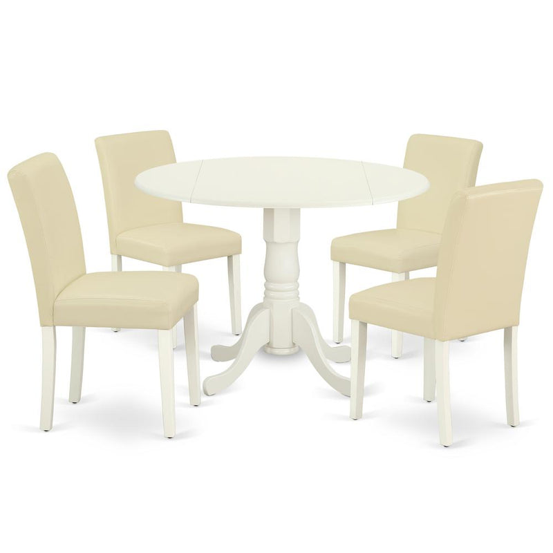 Dining Room Set Linen White, DLAB5-LWH-64