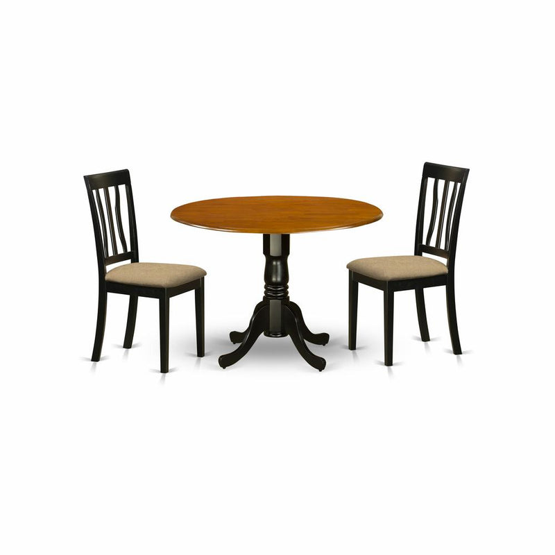 DLAN3-BCH-C Dining set - 3 Pcs with 2 Wood Chairs