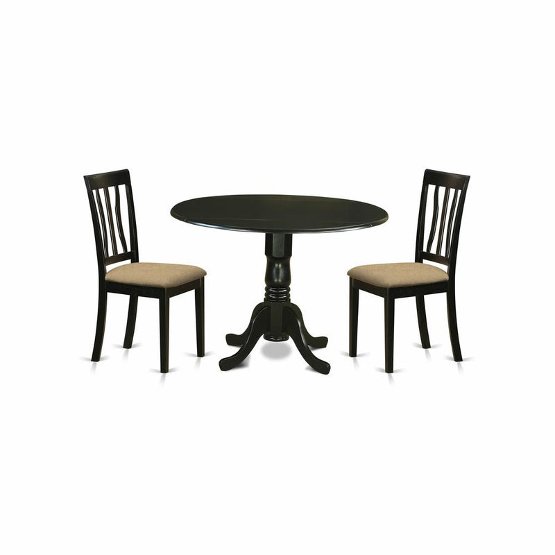 DLAN3-BLK-C 3 Pc Dinette Table set-Dining Table and 2 Dining Chairs