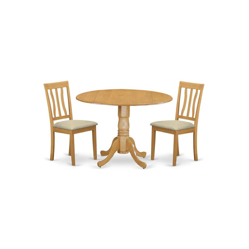 DLAN3-OAK-C 3 PcTable and chair set - Kitchen dinette Table and 2 Kitchen Chairs