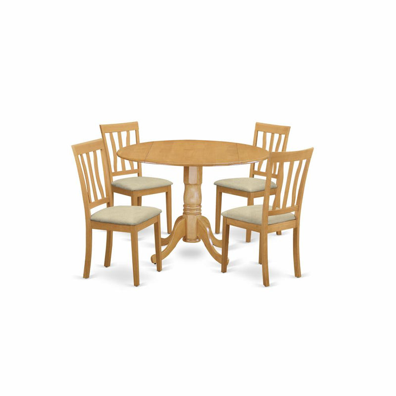 DLAN5-OAK-C 5 PC Dinette Table set - Dining Table and 4 Dining Chairs