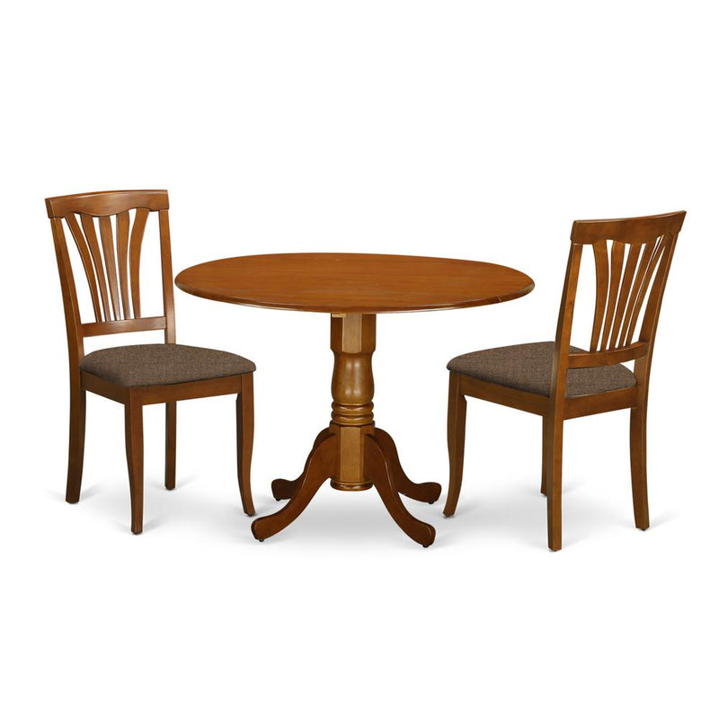 DLAV3-SBR-C 3 PC Kitchen nook Dining set-round Kitchen Table and 2 dinette Chairs