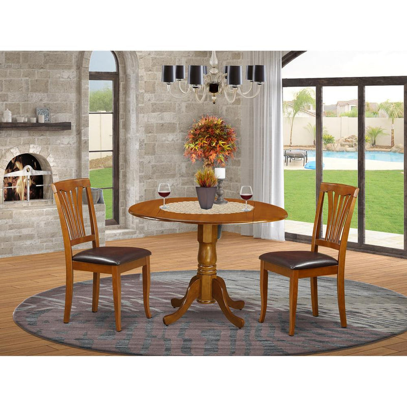 3  PC  Kitchen  Table  set-Dining  Table  and  2  Leather  Kitchen  Chairs