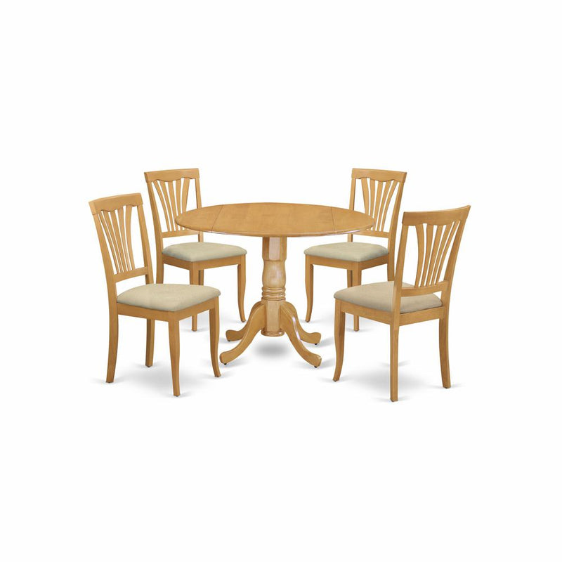 DLAV5-OAK-C 5 PC Kitchen nook Dining set-round Kitchen Table and 4 Kitchen Chairs