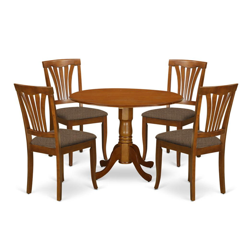 DLAV5-SBR-C 5 Pc small Kitchen Table set-round Table and 4 Kitchen Dining Chairs