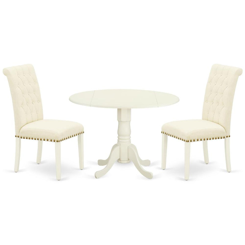 Dining Room Set Linen White, DLBR3-WHI-02