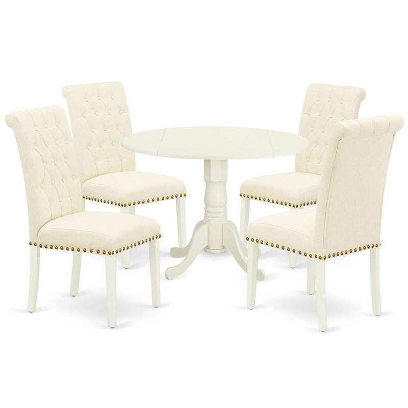 Dining Room Set Linen White, DLBR5-WHI-02