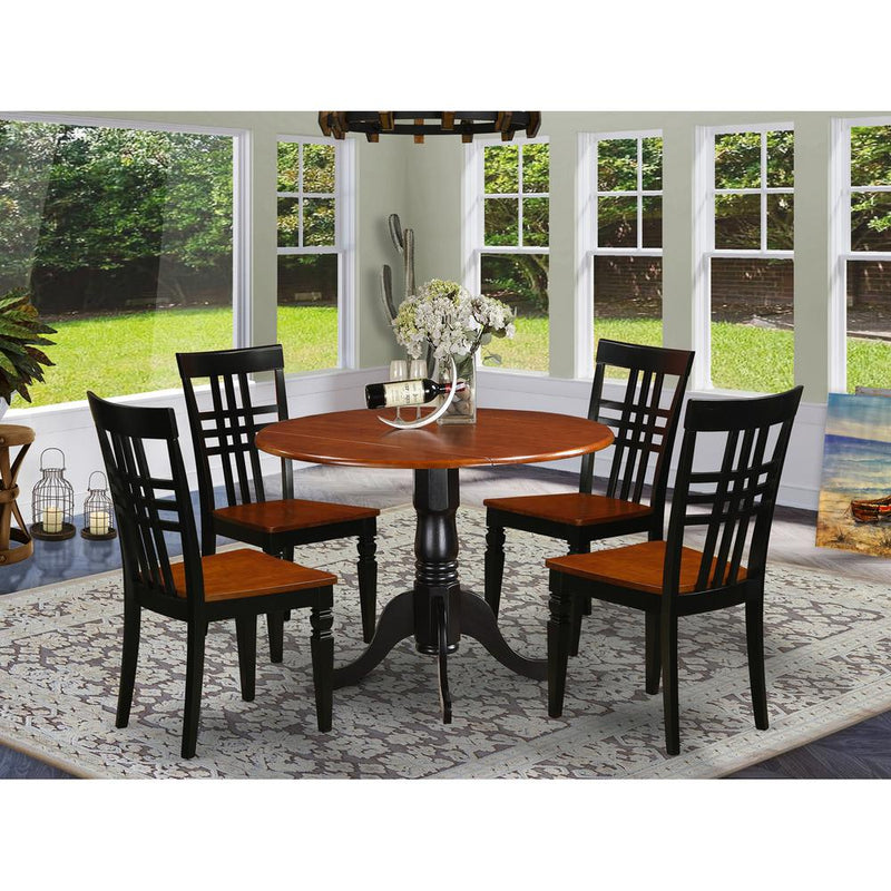 5  PC  Dining  room  set  with  a  Dining  Table  and  4  Dining  Chairs  in  Black  and  Cherry