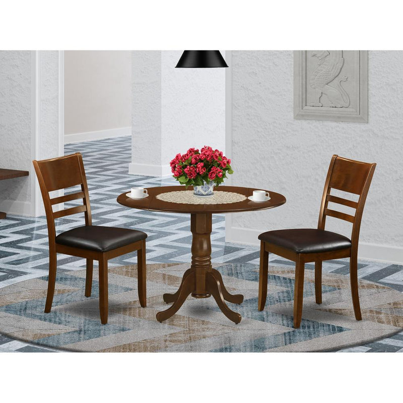 3  Pc  Dinette  Table  with  2  drop  leaves  and  2  Leather  Kitchen  Chairs