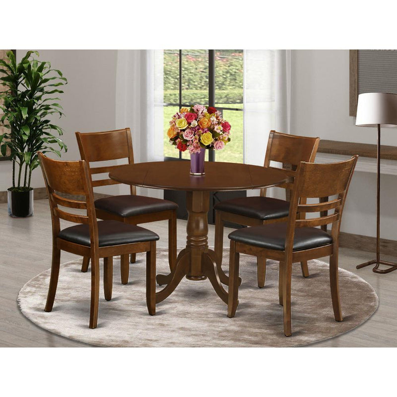 5  Pc  Dinette  Table  with  2drop-leaf  and  4  Leather  Kitchen  Chairs