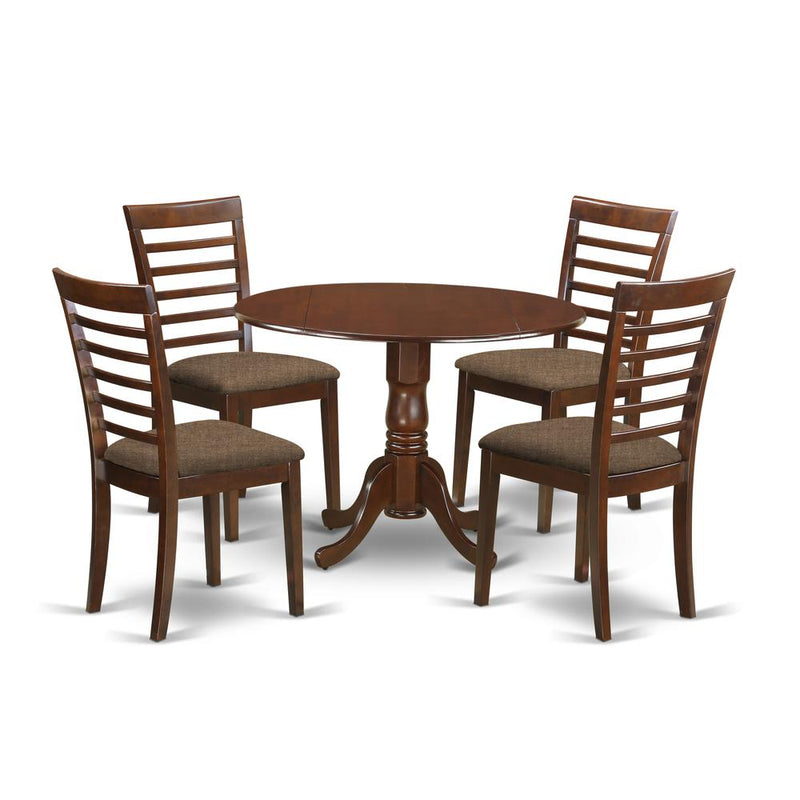 DLML5-MAH-C 5 PC Kitchen Table set-Dining Table and 4 Linen Kitchen Chairs