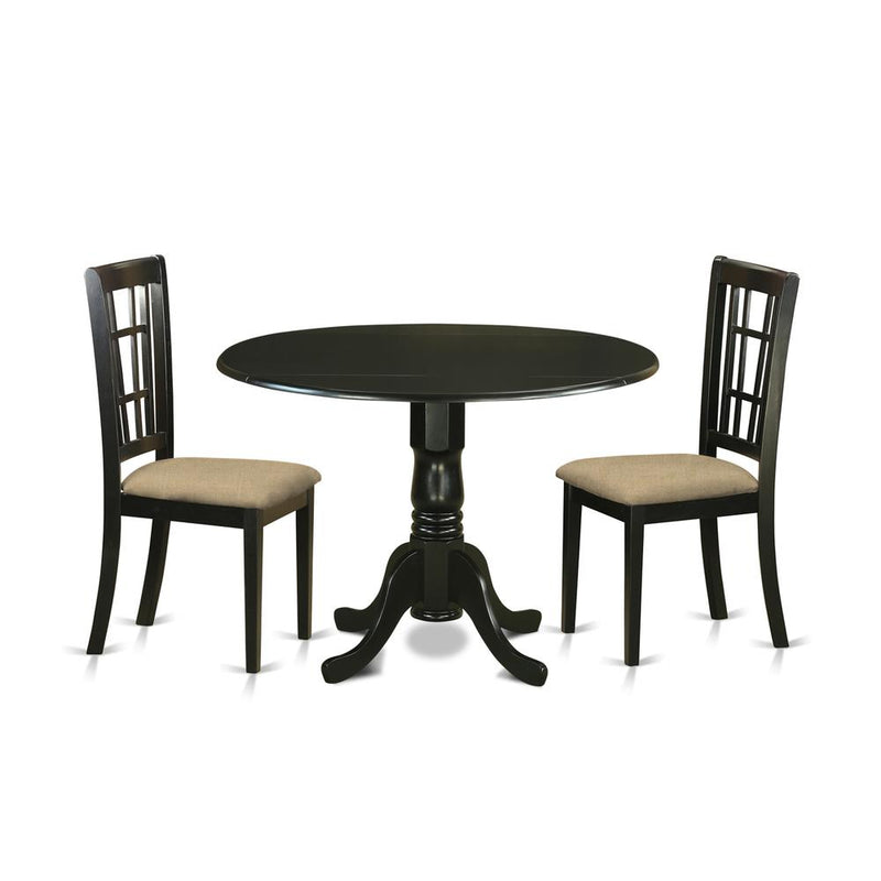 DLNI3-BLK-C 3 PcTable set for 2-Dinette Table and 2 dinette Chairs