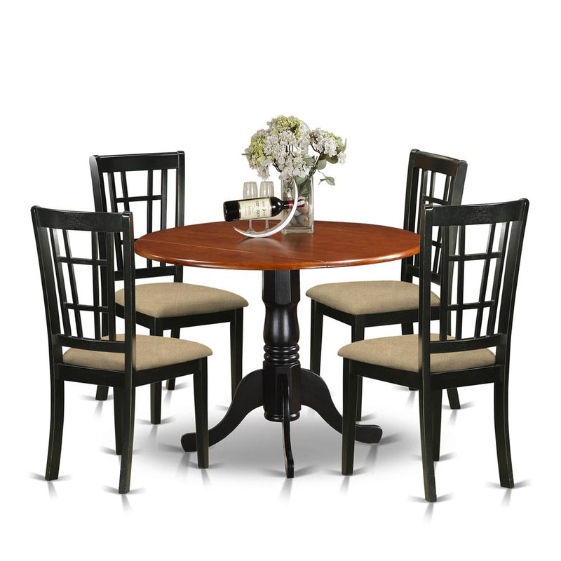 DLNI5-BCH-C 5 PC Kitchen Table set-Dining Table and 4 Wood Kitchen Chairs