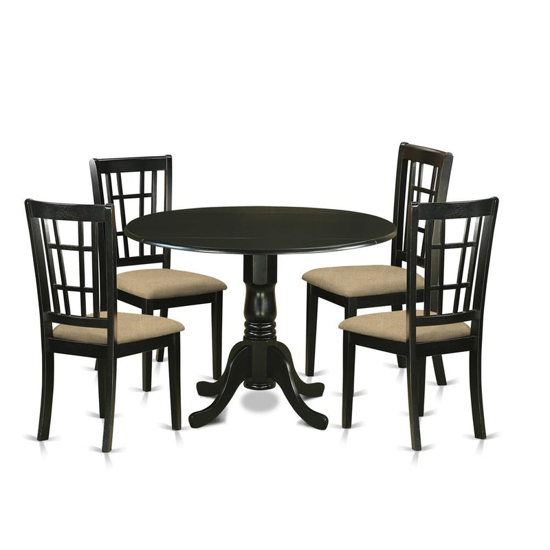 DLNI5-BLK-C 5 PC Dining room set for 4-Dining Table and 4 Dining Chairs