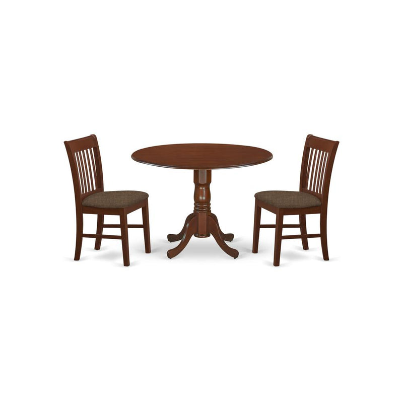 DLNO3-MAH-C 3 Pc small Kitchen Table set-round Kitchen Table and 2 Chairs