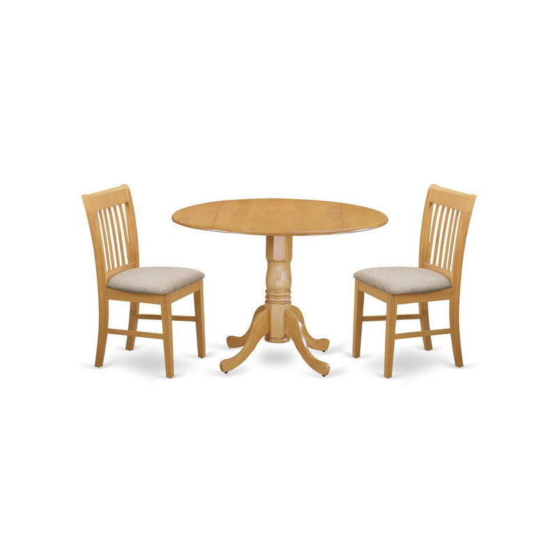 DLNO3-OAK-C 3 Pc Kitchen nook Dining set-small Table and 2 dinette Chairs