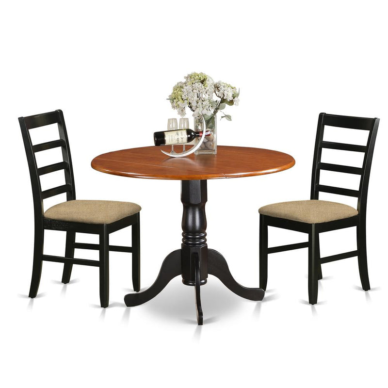 DLPF3-BCH-C 3 PC Kitchen Table set-Dining Table and 2 Linen Kitchen Chairs