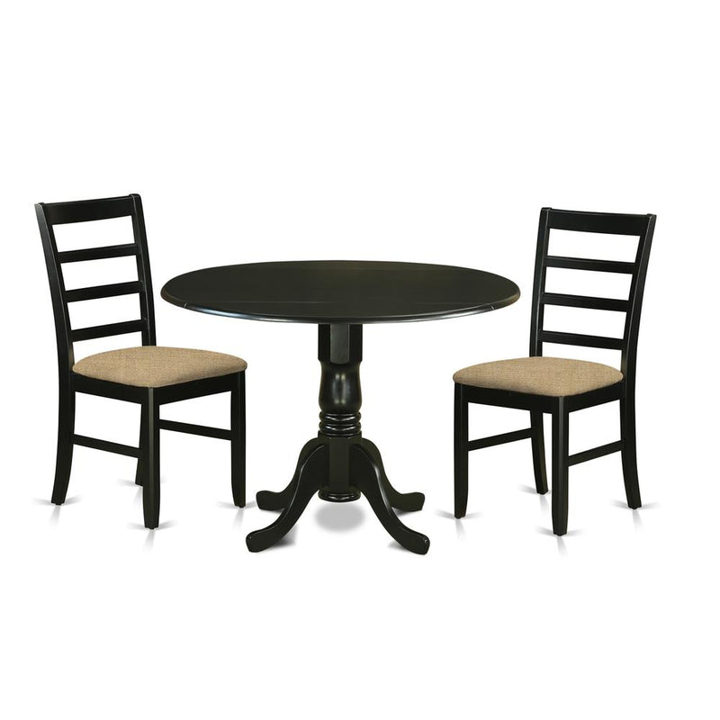 DLPF3-BLK-C 3 Pc Dining room set-Dining Table and 2 Dining Chairs