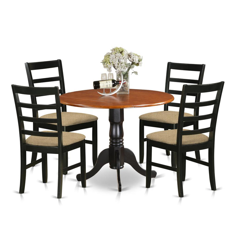 DLPF5-BCH-C 5 PC Kitchen Table set-Dining Table and 4 Wooden Kitchen Chairs