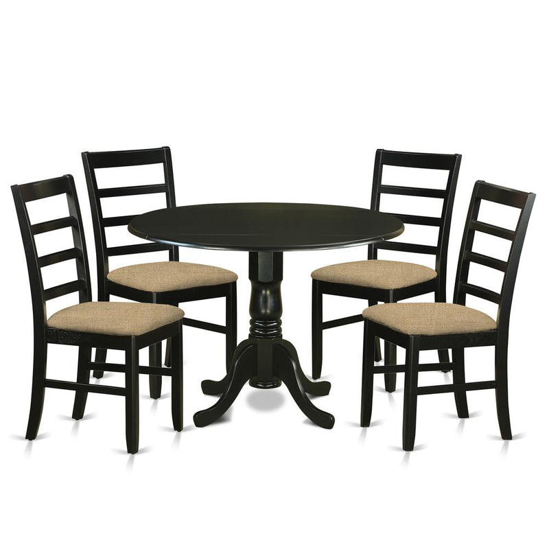 DLPF5-BLK-C 5 PcKitchen Table set - Small Kitchen Table and 4 Kitchen Dining Chairs