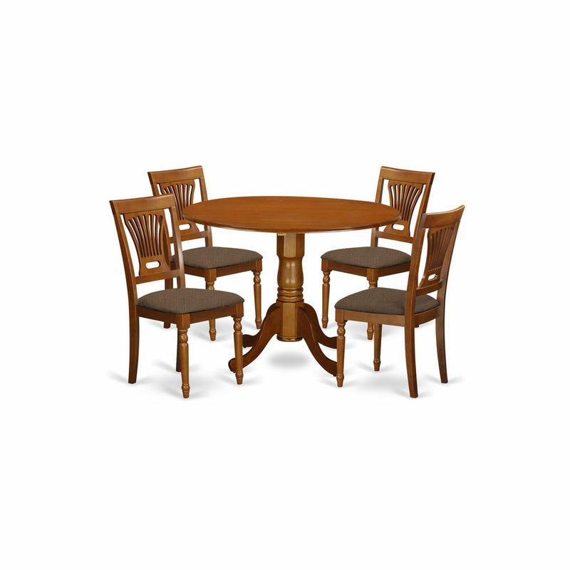 DLPL5-SBR-C 5 PC Kitchen nook Dining set-round Table plus 4 dinette Chairs